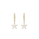 Daisy Diamond Flower Hoop Earrings