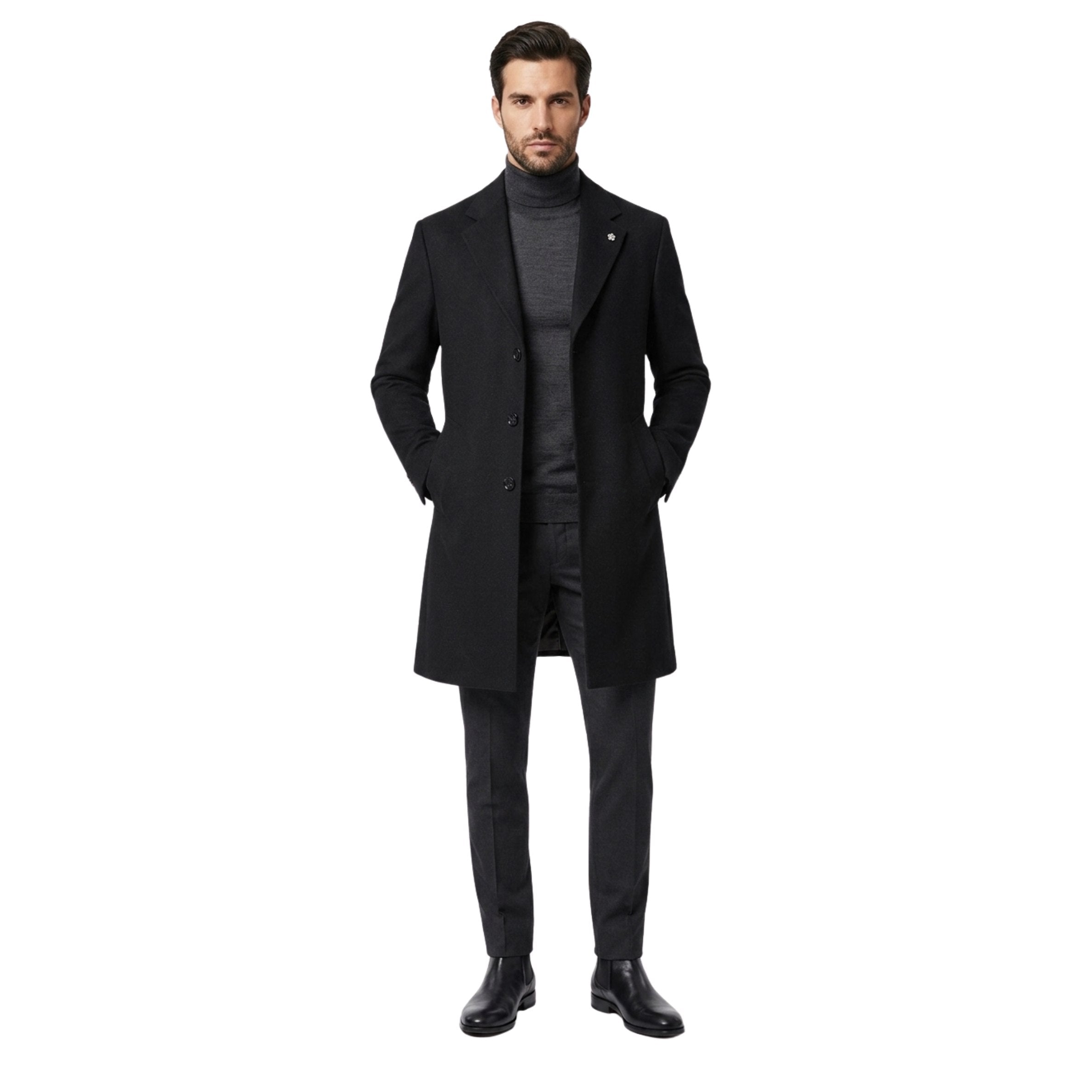 Owen Mens Casual Coat In Black