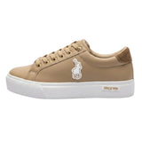 Polo Ladies Action Leather Sneakers In Stone
