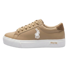 Polo Ladies Action Leather Sneakers In Stone