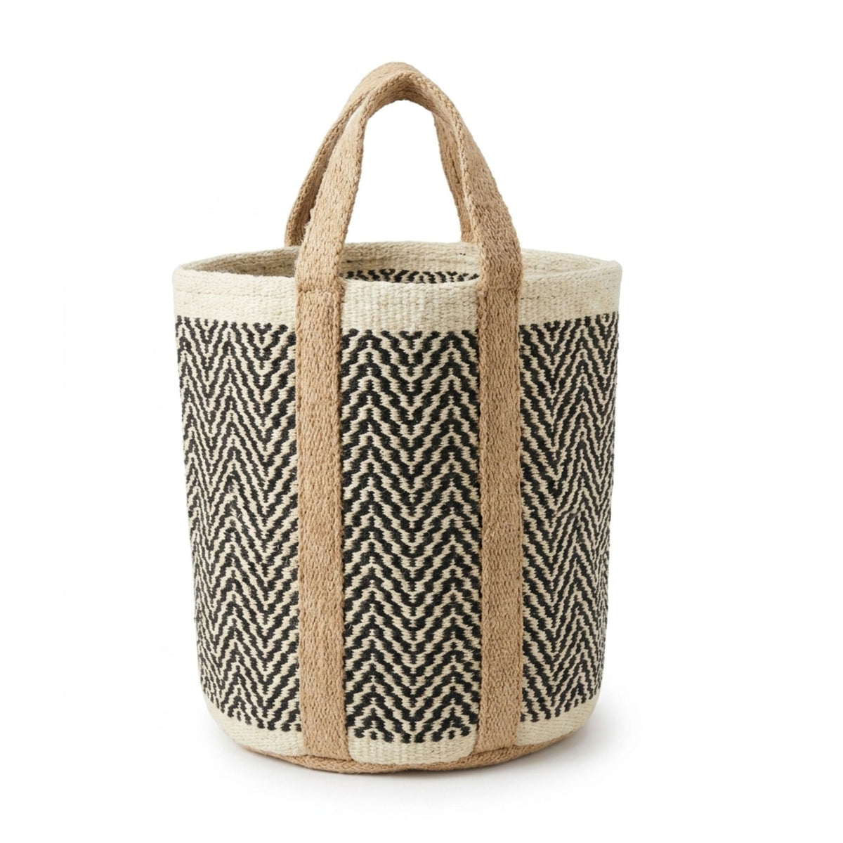 Izabel London Laundry Basket With Shirt In Black & Beige