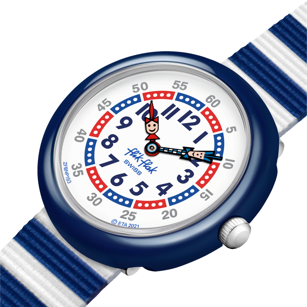 Flik Flak Boys Little Boat Watch In Blue & White