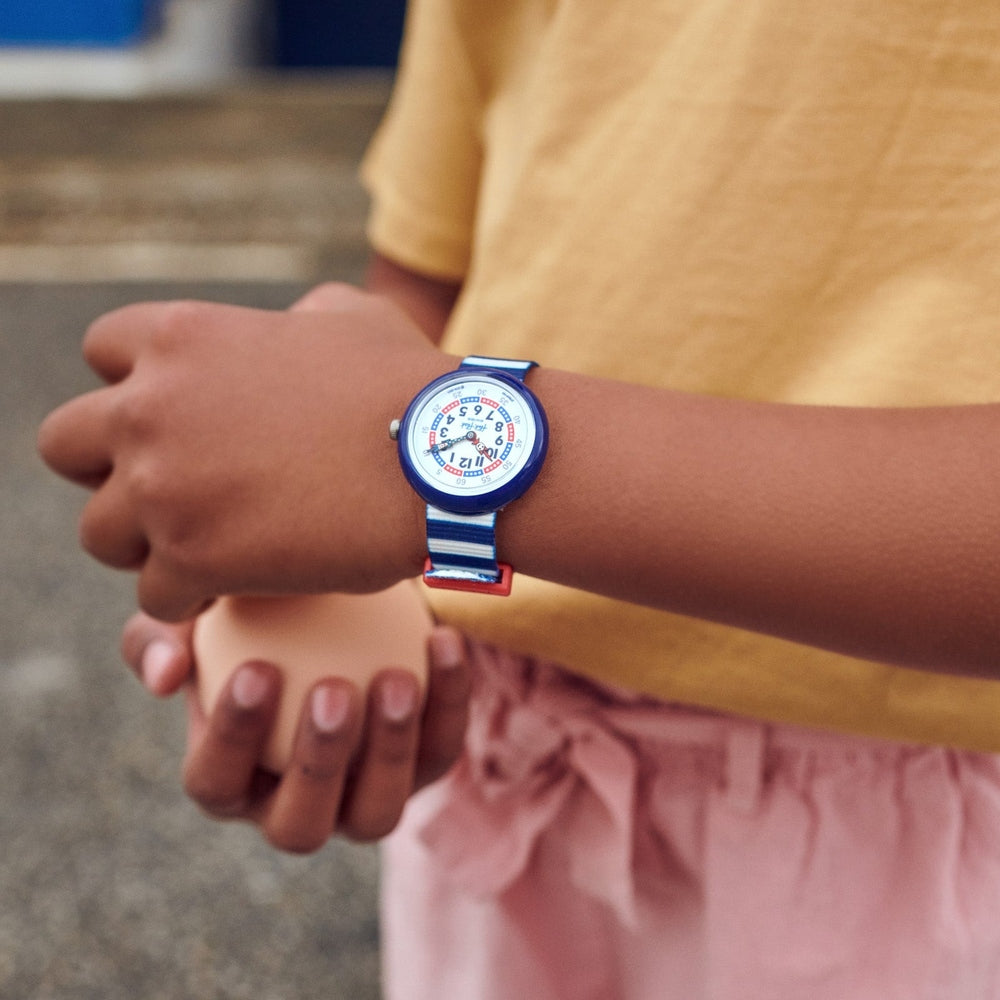 Flik Flak Boys Little Boat Watch In Blue & White