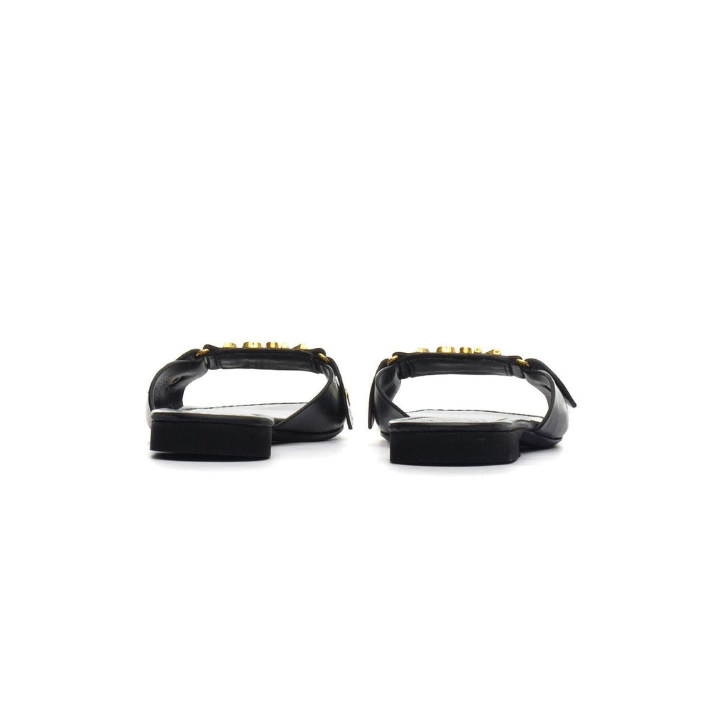 Nº21 Womens Logo Lettering Leather Sandals In Black