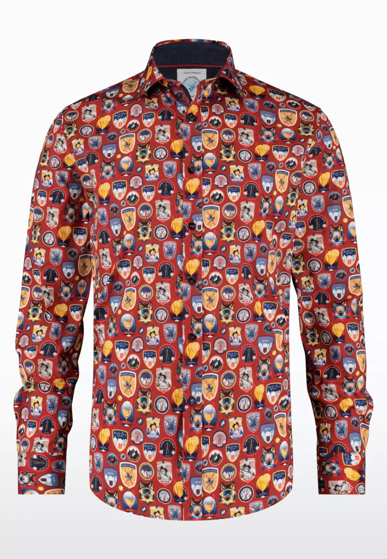A Fish Named Fred Mens Shirt Badges In Red