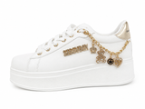 Sissyboy Womens Tatum Platform Sneakers With Chain Detail In White