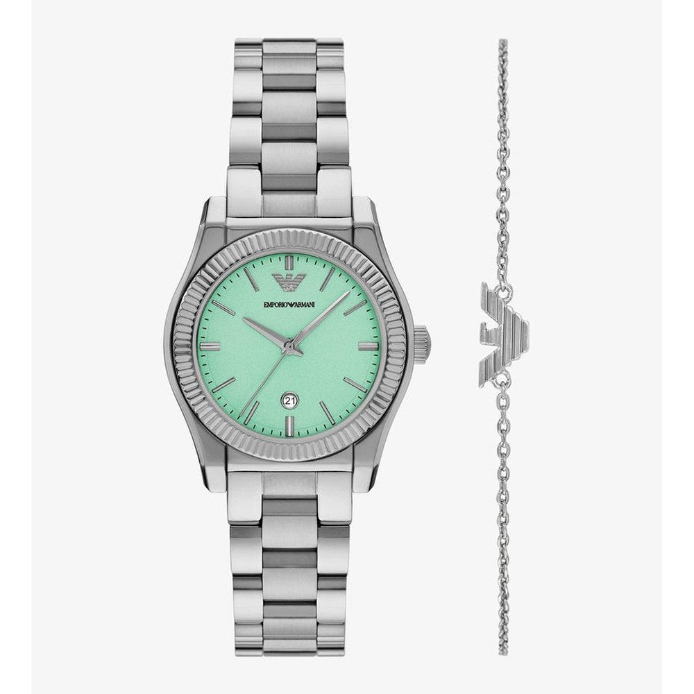 Emporio Armani Mens Federica Watch  & Bracelet Set In Silver