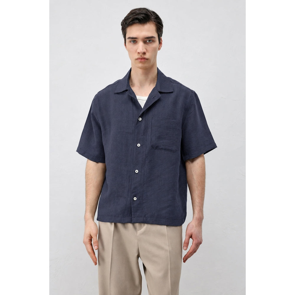 Antioch Mens Short Sleeve Shirt In Navy Blue