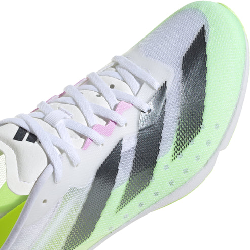 Adidas Unisex Distancestar Track Shoes In Cloud White / Core Black / Green Spark