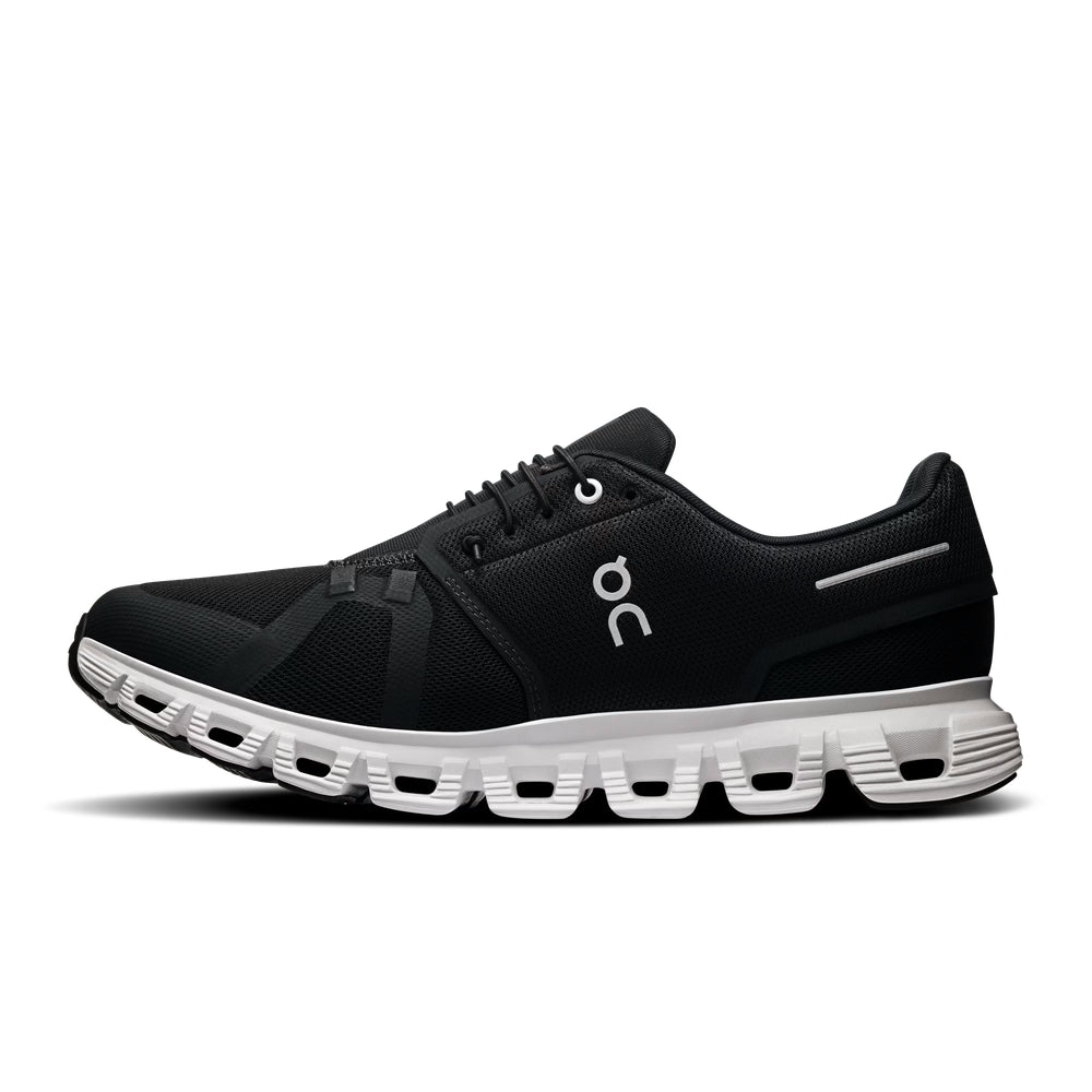 On Mens Cloud 6 Sneakers In Black/White