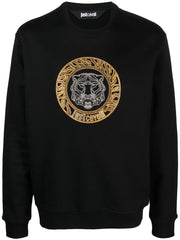 Just Cavalli 75Oaie05 Cf102 Tiger Crystal Crew Neck Black