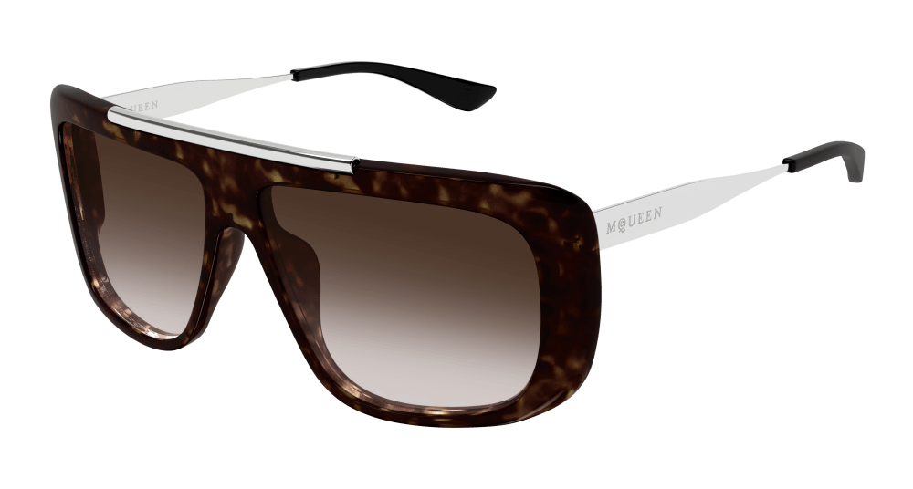 Alexander Mcqueen Sunglasses In Unisex Havana Silver Brown AM0492S-003