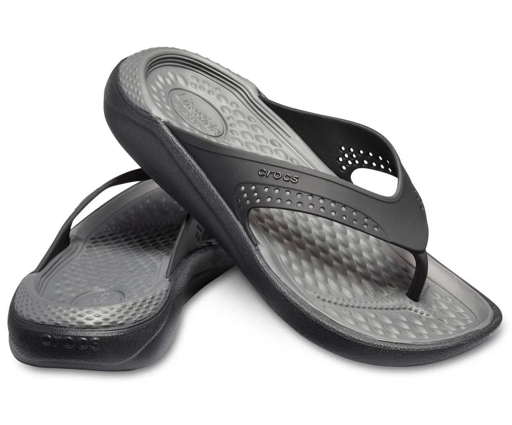Crocs Unisex Literide Flip Flops In Grey and Black