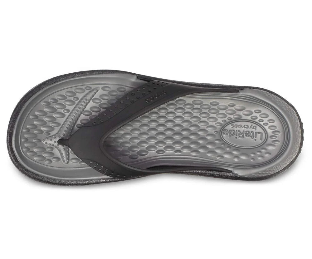 Crocs Unisex Literide Flip Flops In Grey and Black