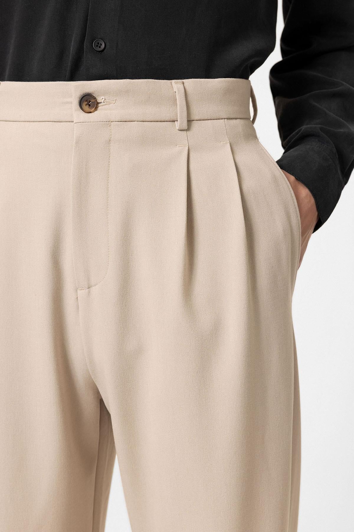 Antioch Mens Plain Trousers In Beige