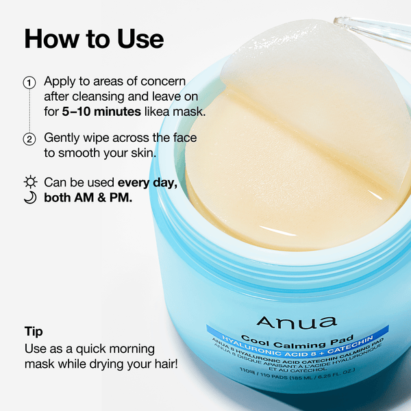 Anua 8 hyaluronic Acid Catechin Calming Pads