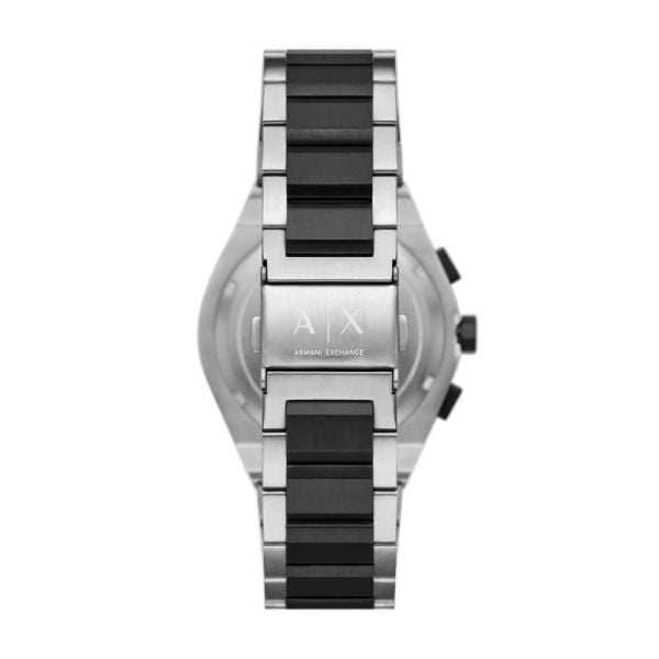 Armani Exchange Mens Two Tone Stainless Steel Watch In Black And Silver