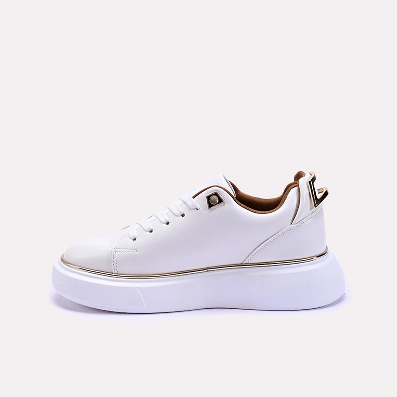 La Her Womens White Sneakers