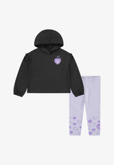 Converse Girls Hoodie And Heart Legging Set In Violet