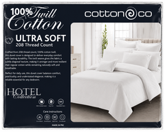 Cotton Co Htc T205 Twill Pillow Case Std Pair In White