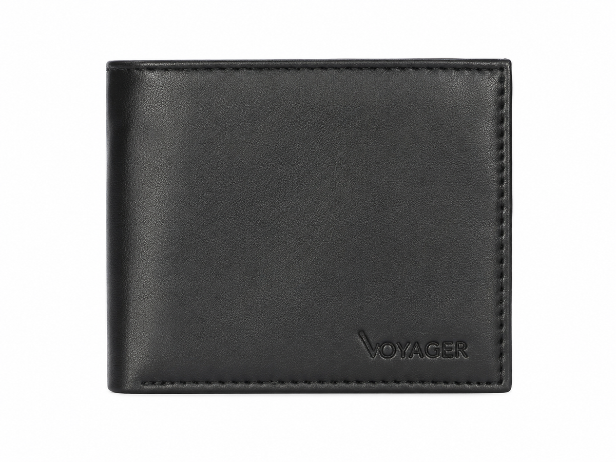 Voyger Mens Hunter Leather Tab Wallet In Black