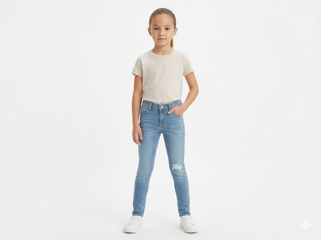 Levis Girls Light Wash Stretch Denim Jeans