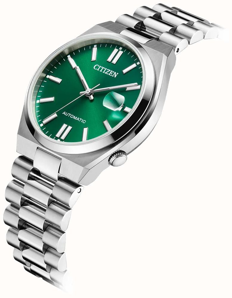 Citizen Mens Tsuyosa Auto Watch In Silver & Green