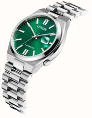 Citizen Mens Tsuyosa Auto Watch In Silver & Green