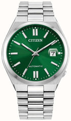 Citizen Mens Tsuyosa Auto Watch In Silver & Green