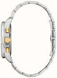 Citizen Mens Two Tone Eco Drive Classic Chronograph Stainless Steel Watch In Silver/Gold/Black Dial