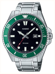 Casio Analog Round Black And Green Watch