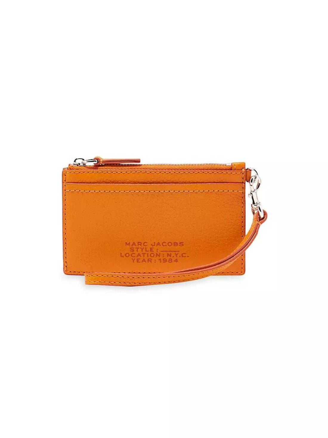 Marc Jacobs Leather Topzip Wristlet Wallet Orange