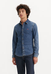 Levis Mens Battery Housemark Slim Shirt In Medium Wash
