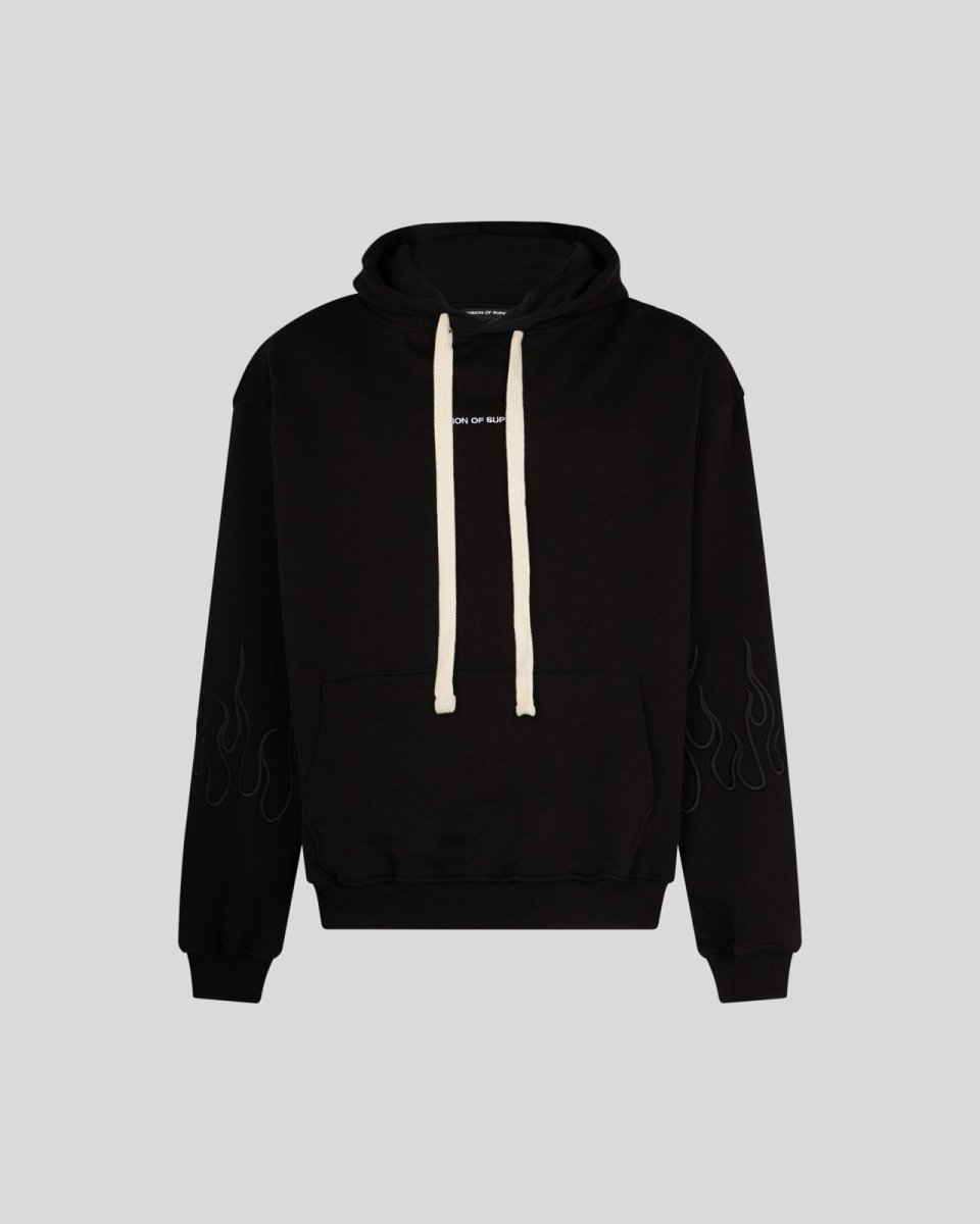 Vision Of Super Vs00862 Hoodie With Black Flames  Black