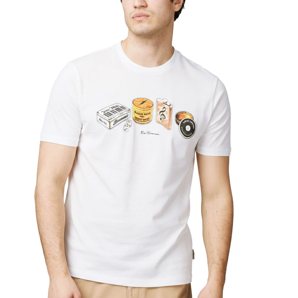 Ben Sherman Mens Beats & Blades T-Shirt In White