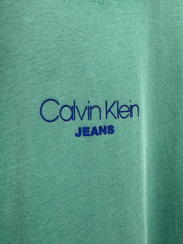 Calvin Klein Mens 206 Acid Wash Graphic T-Shirt In Green