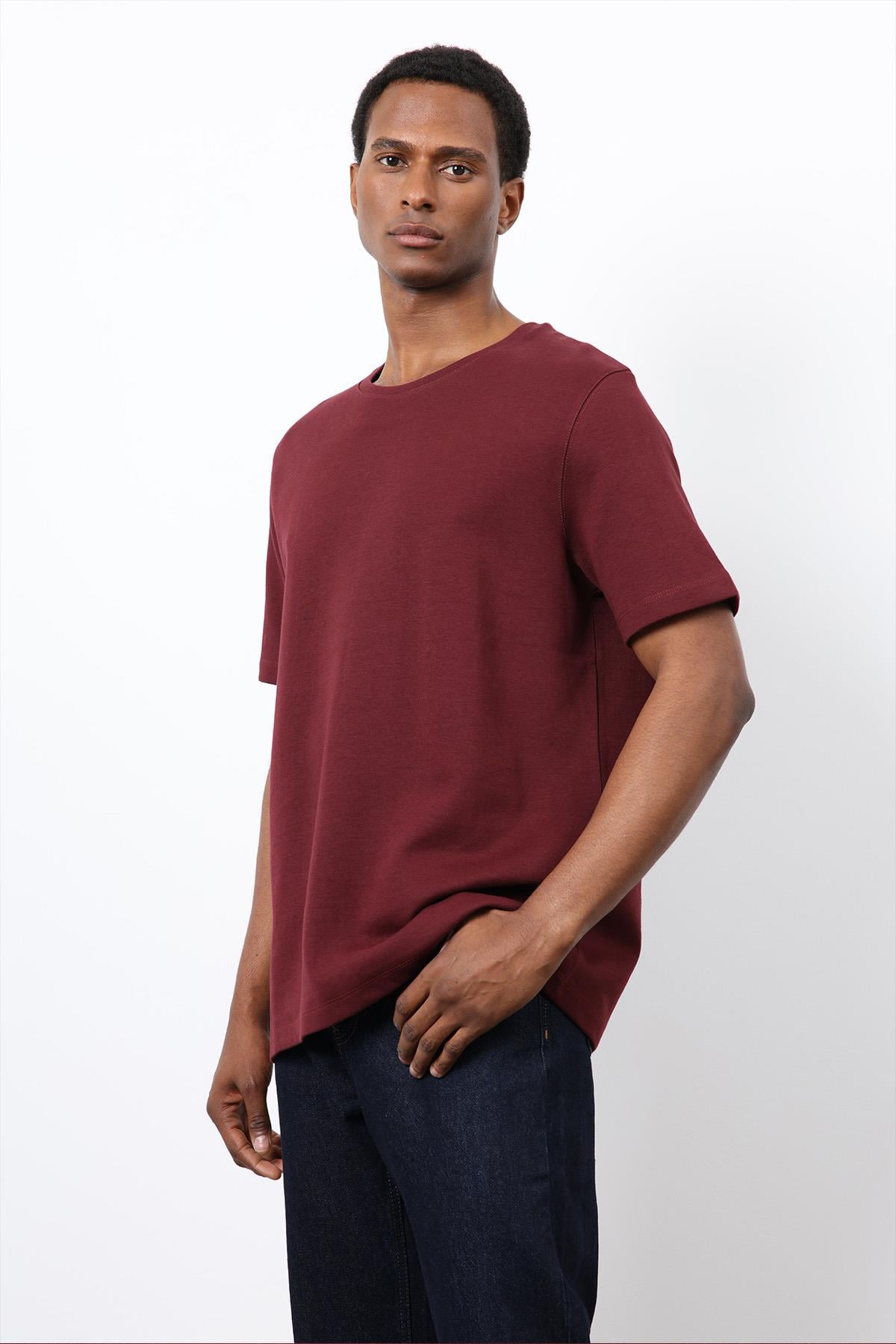 Antioch Mens Plain T-Shirt In Burgundy