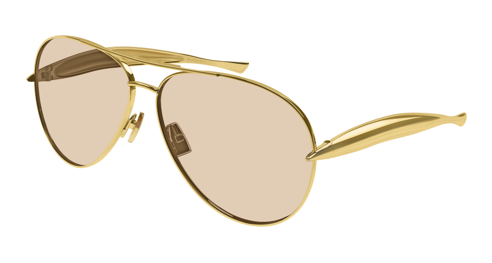 Bottega Veneta Sunglasses Unisex In Gold Brown BV1305S-002