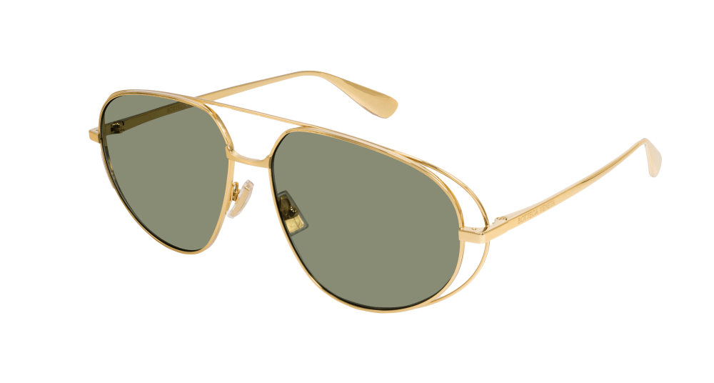 Bottega Veneta Sunglasses Unisex In Gold Green Bv1344S-001