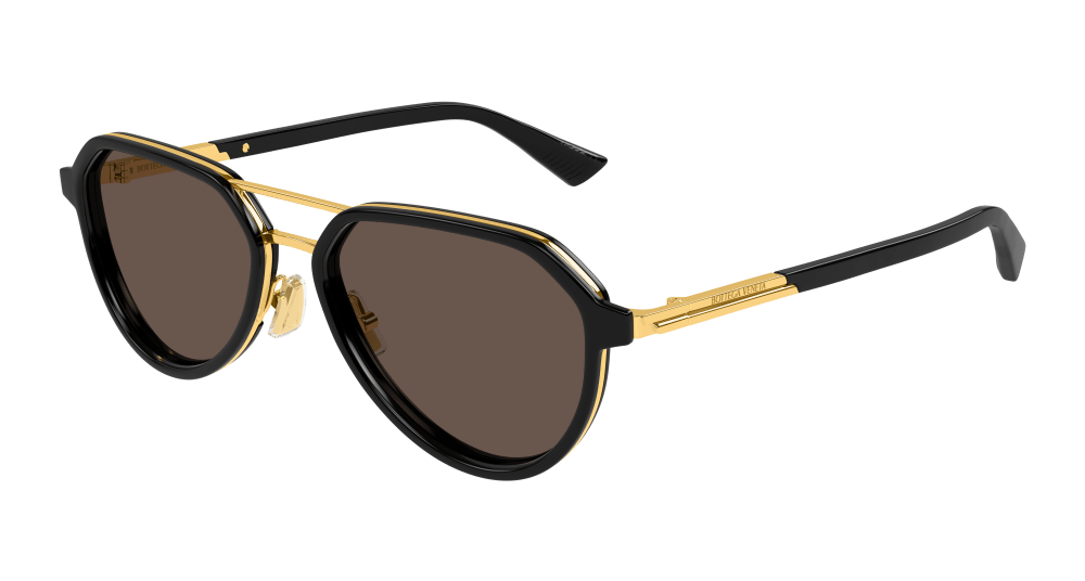 Bottega Veneta Sunglasses Unisex In Black Gold Brown BV1373S-001
