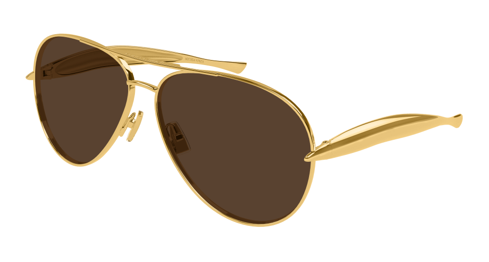 Bottega Veneta Sunglasses Unisex In Gold Brown BV1305S-007