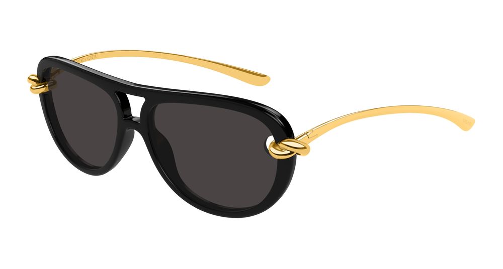 Bottega Veneta Sunglasses Womens In Black Gold Grey BV1418S-005