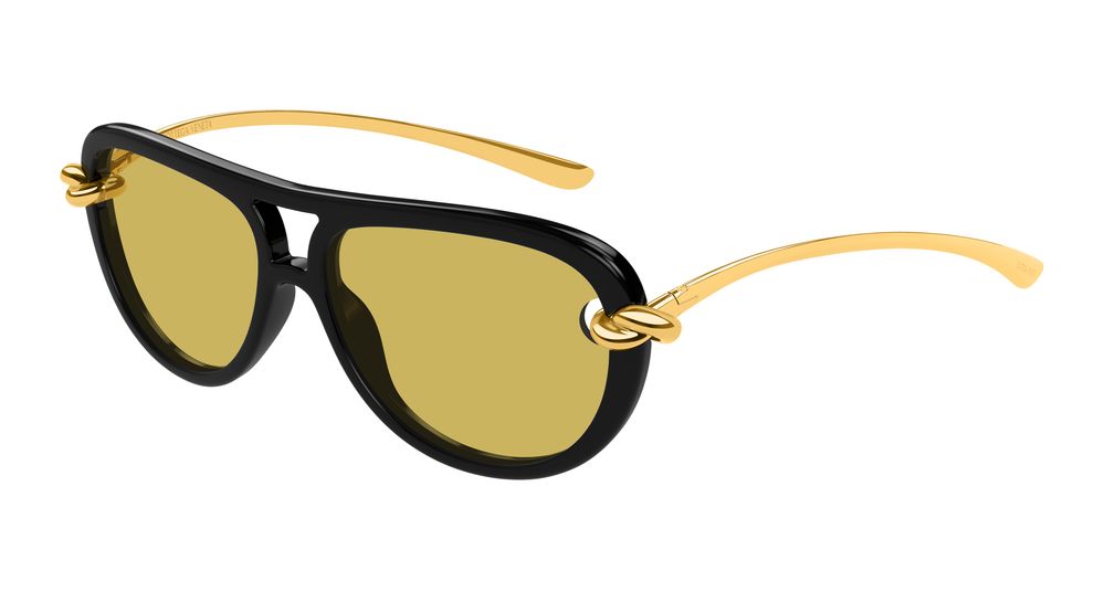 Bottega Veneta Sunglasses Womens In Black Gold Yellow BV1418S-001