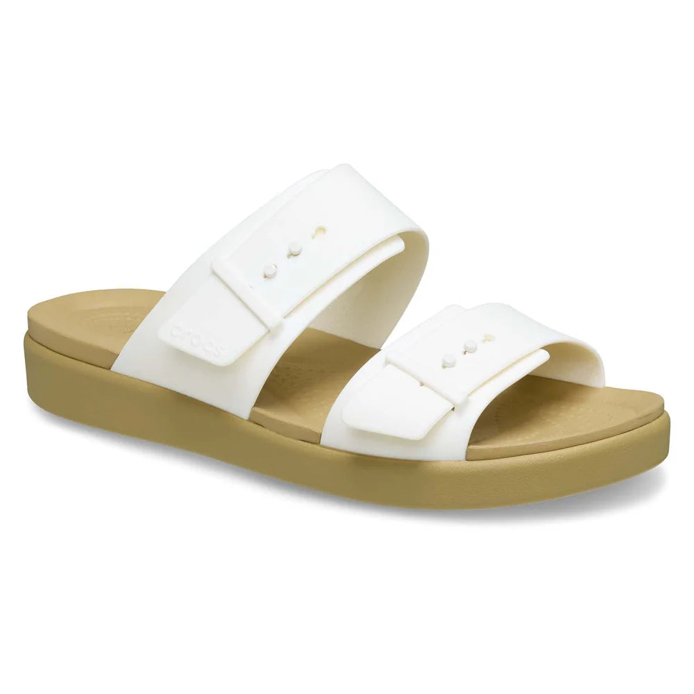 Crocs Womens Brooklyn Buckle Low Sandals-Chalk