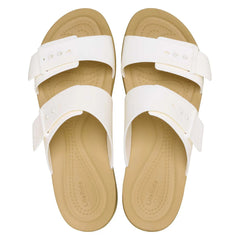 Crocs Womens Brooklyn Buckle Low Sandals-Chalk