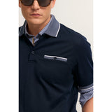 Bugatti Mens 1/2 Sleeve Golfer In Navy Blue
