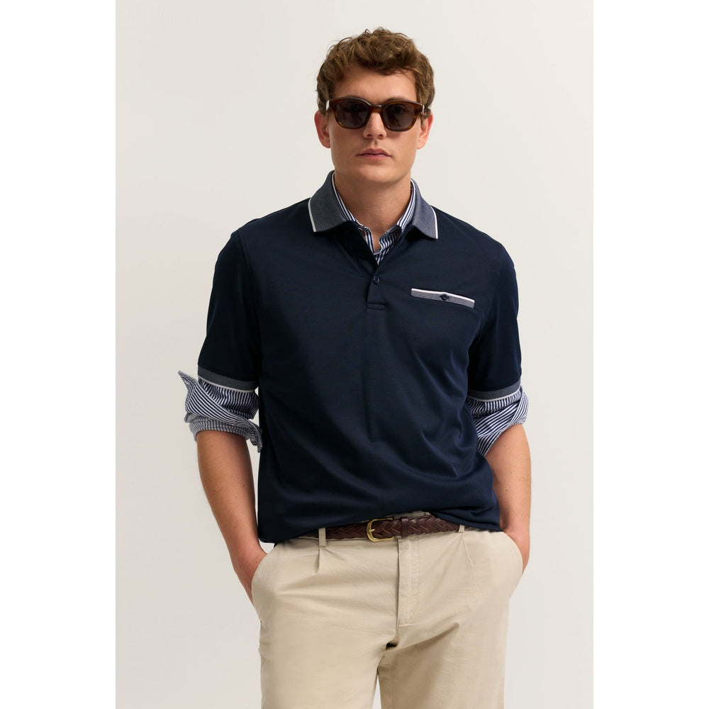 Bugatti Mens 1/2 Sleeve Golfer In Navy Blue