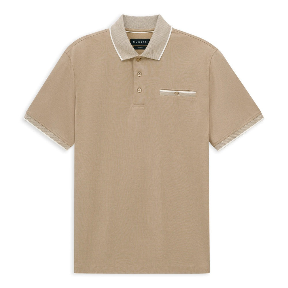 Bugatti Mens 1/2 Sleeve Golfer In Beige