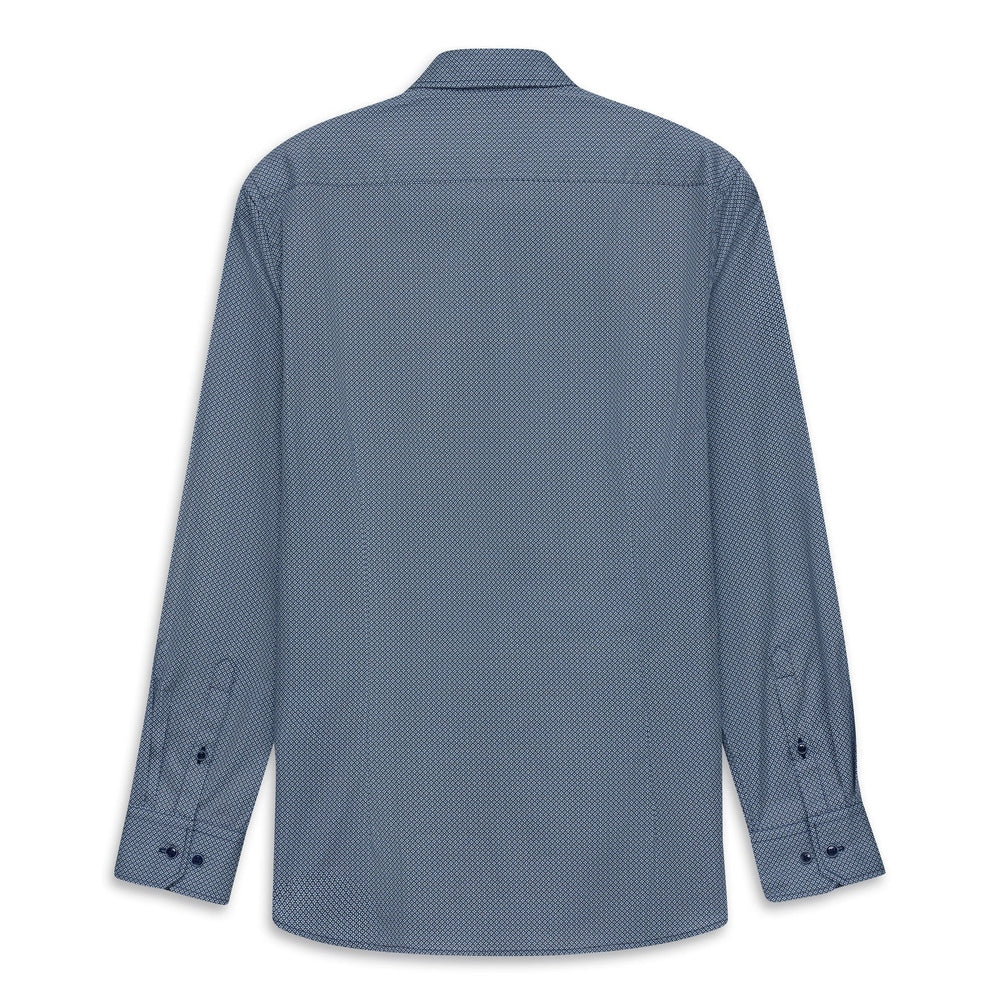 Bugatti Mens Casual 1/1 Sleeve Shirt In Navy Blue