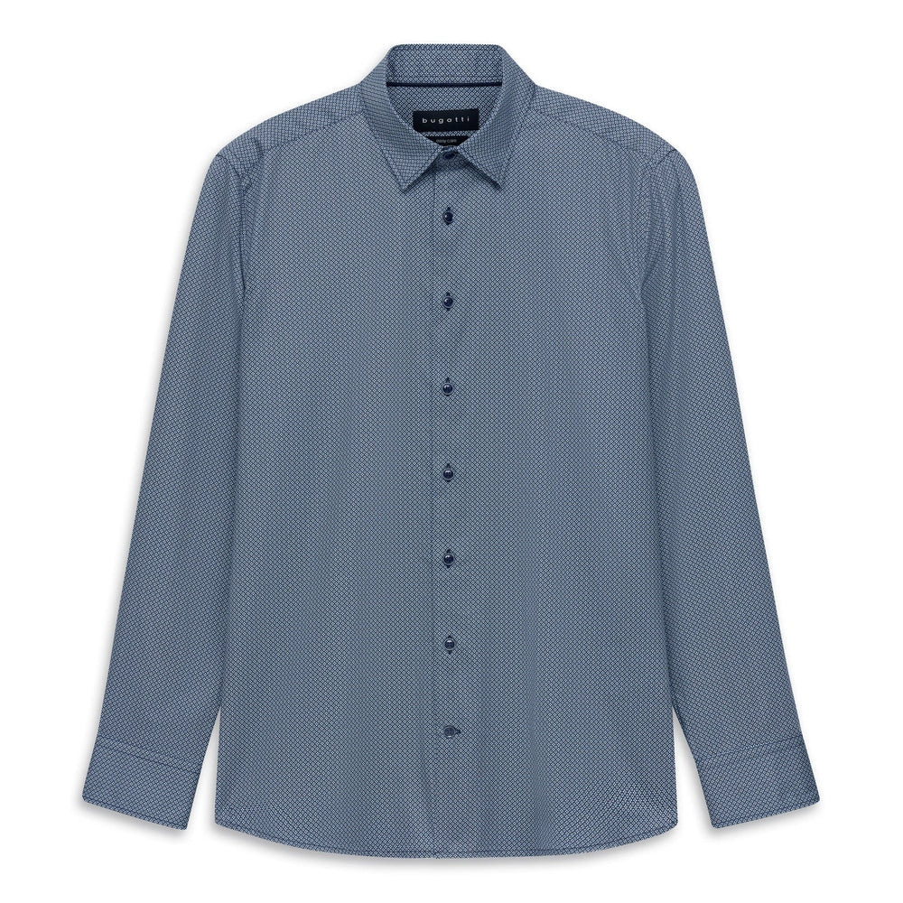 Bugatti Mens Casual 1/1 Sleeve Shirt In Navy Blue